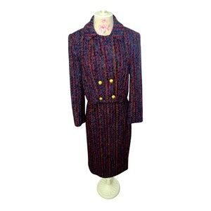 Vintage Women’s Tweed Double Breasted Suit Montefiore size 10, Back Zipper